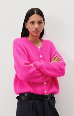American Vintage cardigan fushia met ronde hals