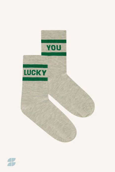 By Bar lucky sparkle grey socks spring green