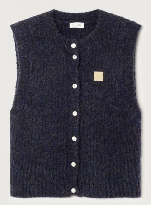 American Vintage mouwloze cardigan East navy moul