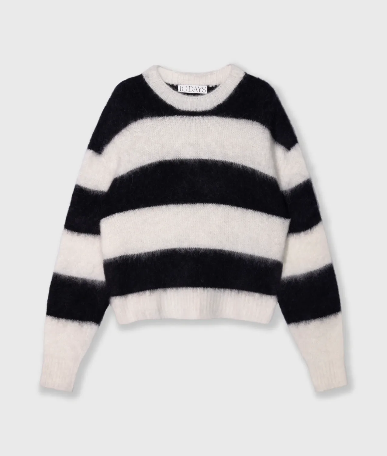 10 Days cropped hairy knit sweater stripes