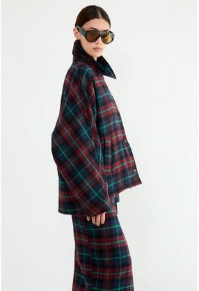 LIV THE LABEL Hazel Coat burgundy/blue check