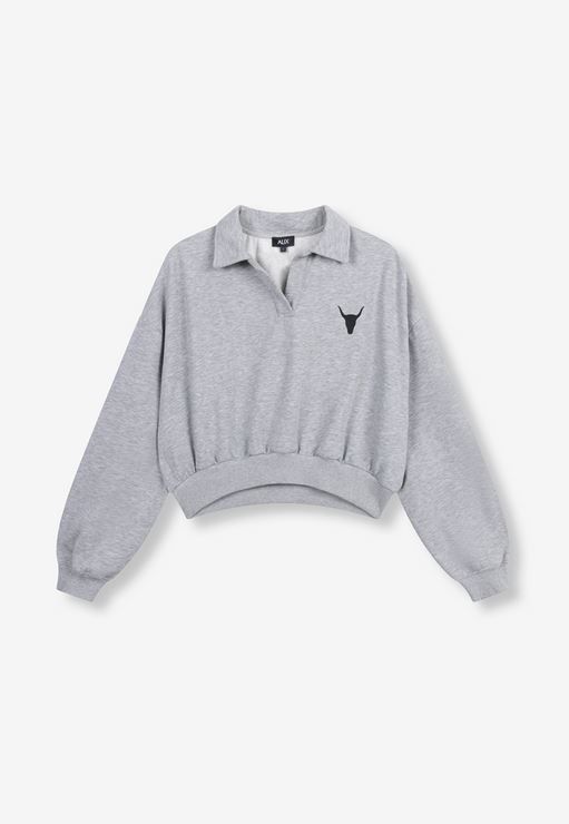 ALIX the label polo sweater cropped grijs