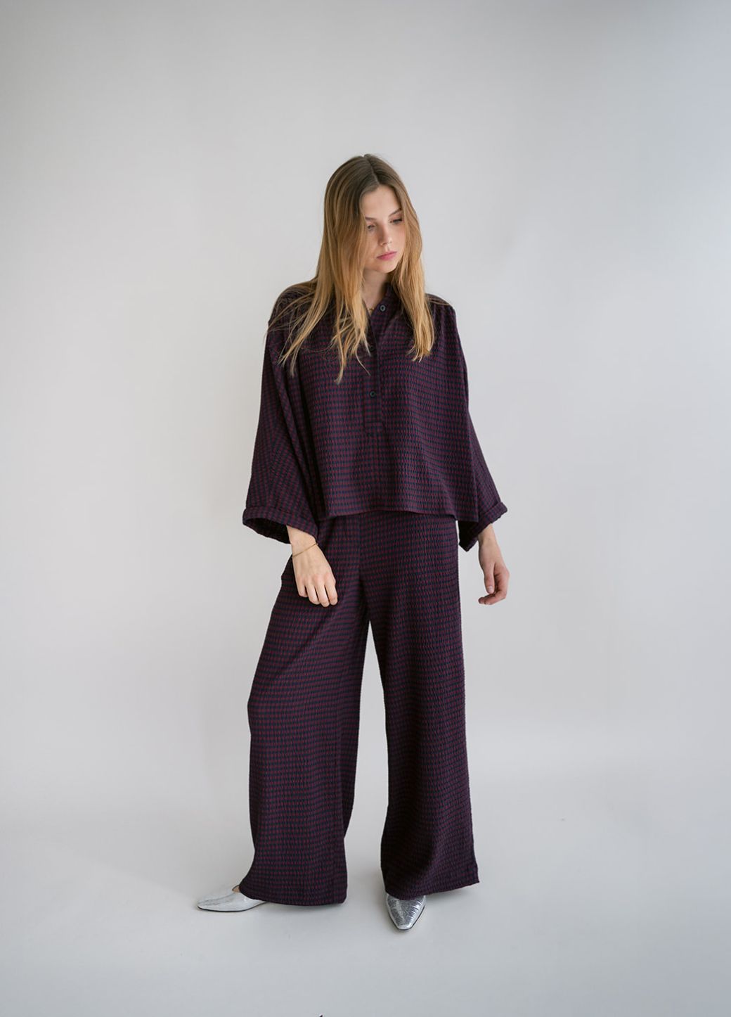 Held broek Sam bordeaux check