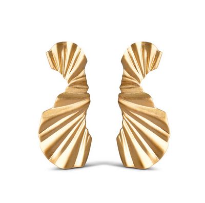 Enamel oorring big wave gold