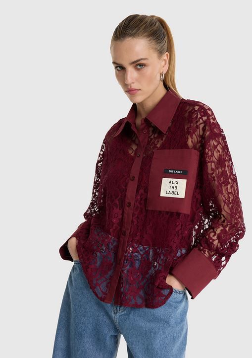 Alix the Labelbordeaux kanten blouse