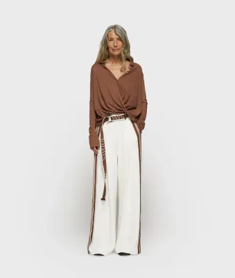 10 DAYS wide pants tape ecru