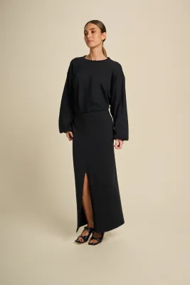 March23 donkerblauwe sweaterjurk Embrace evening blue