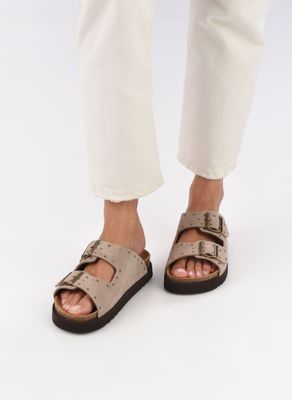 Scholl Wedges Beatriz dark ecru suede