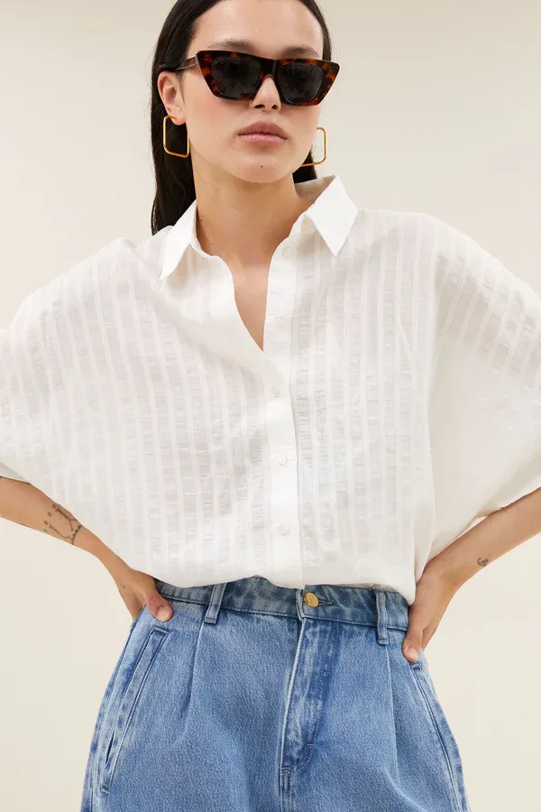By Bar witte gestreepte blouse Sunny