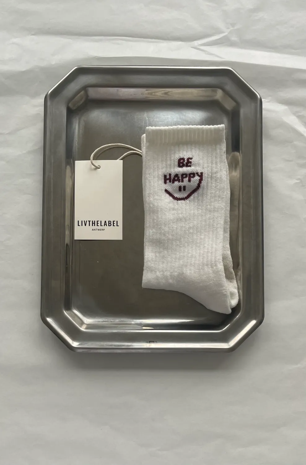 Liv the Label sokken white/bordeaux-be happy