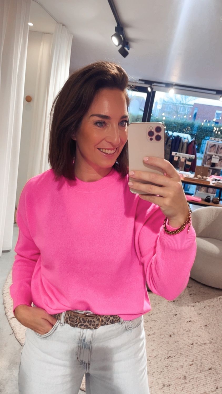 Les Tricots de Léa pull Mapoupette fluo roze