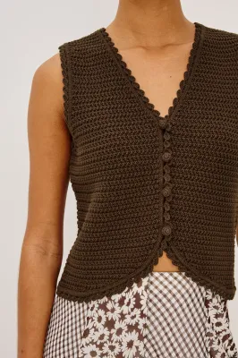 Rails gehaakte top Calypso espresso