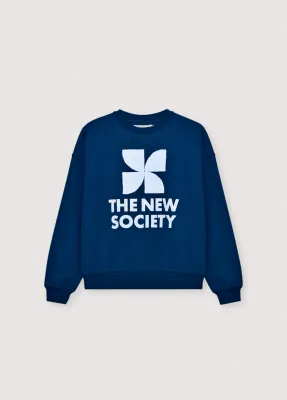 The New Society blauwe logo sweater