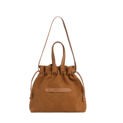 Marie Martens Big Amigo camel cotton canvas en leer