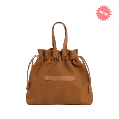 Marie Martens Big Amigo camel cotton canvas en leer