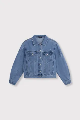 Alix the label soft denim patch jacket