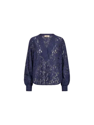 Mos Mosh blauwe kanten blouse Yen River