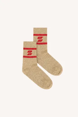 By-Bar sokken logo glitter oyster socks | poppy red
