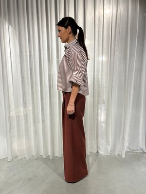 March 23 blouse Toronto poplin stripes lipstick