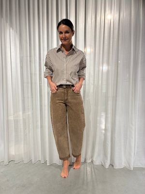 March 23 blouse Toronto poplin stripes olive