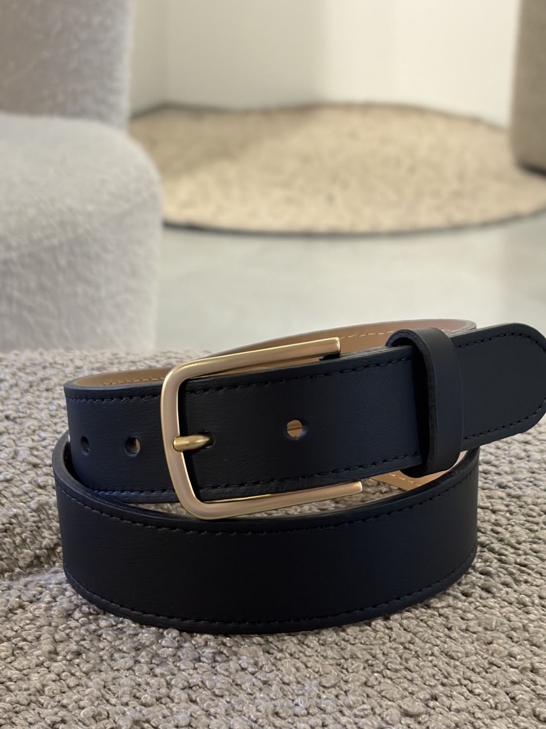 zwarte lederen riem