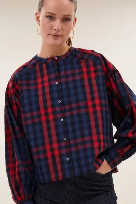 By-Bar Ella red check bloes