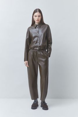 Suncoo just faux leder broek khaki