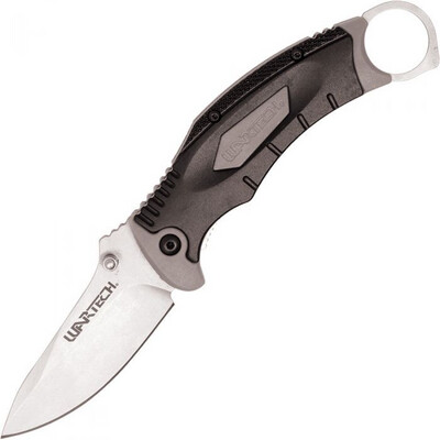 Assisted Open Pocket Knife Black and Gray with hidden second blade