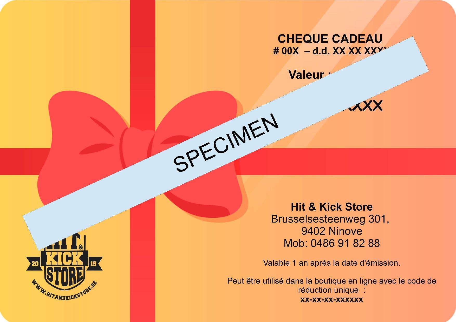 CHÈQUE-CADEAU – hitandkickstore.be – vechtsport winkel en e-shop in België  – Hit & Kick Store (hitandkickstore.be) vechtsport winkel en e-shop in  België met top merken voor boks, kickboks, thaiboks, MMA, Krav Maga,