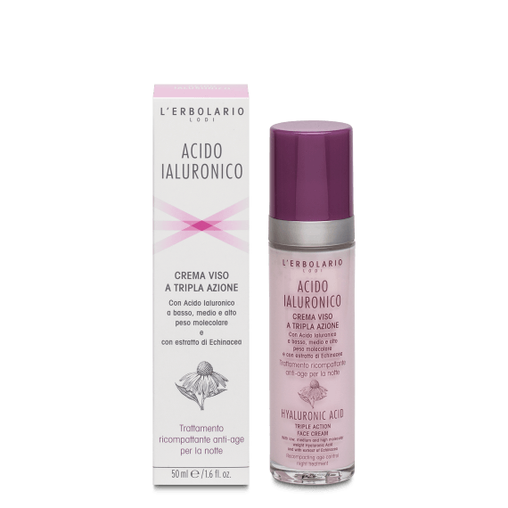 Acido Ialuronico - Crema Viso a Tripla Azione - Trattamento ricompattante anti-age per la notte 50 ml