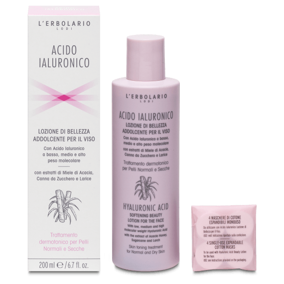 Acido Ialuronico - Lozione di Bellezza Addolcente per il Viso - per pelli normali e secche 200 ml