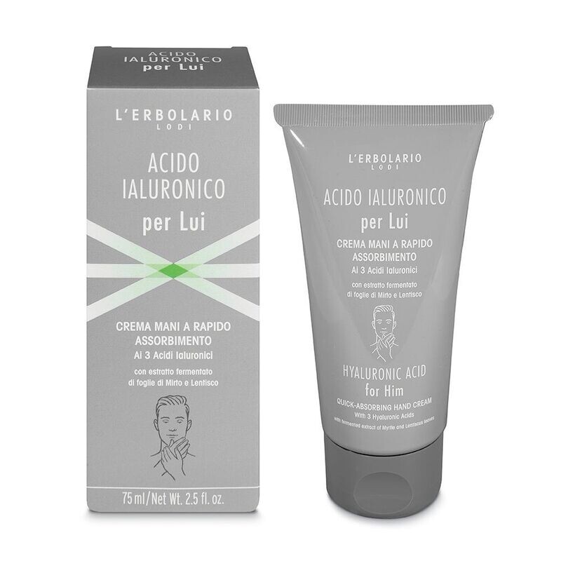 Acido Ialuronico per Lui - Crema Mani a rapido assorbimento Ai tre Acidi Ialuronici 75 ml.