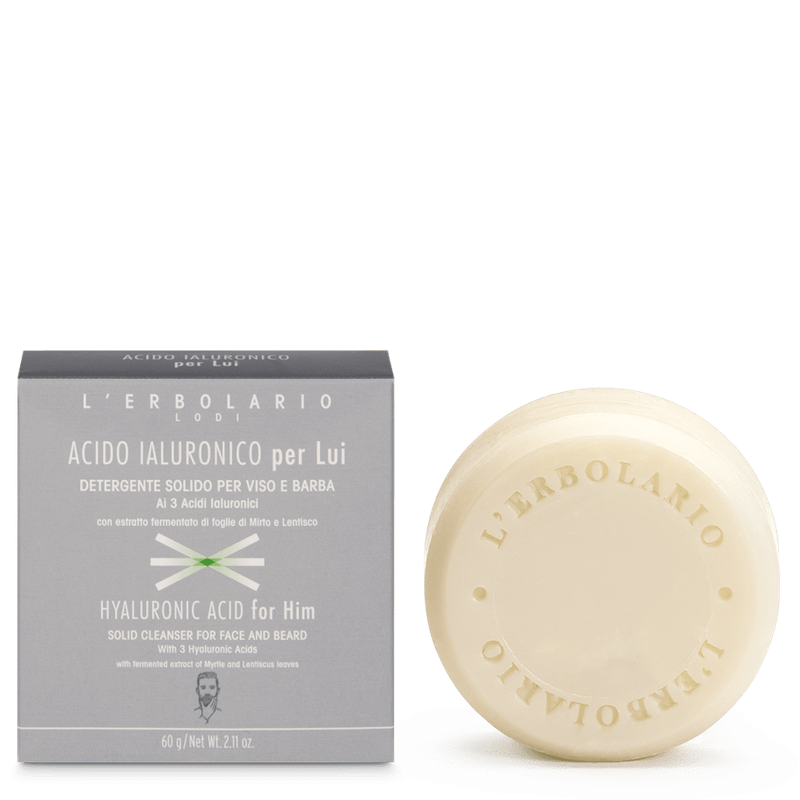 Acido Ialuronico per Lui - Detergente Solido per Viso e Barba 60 g.