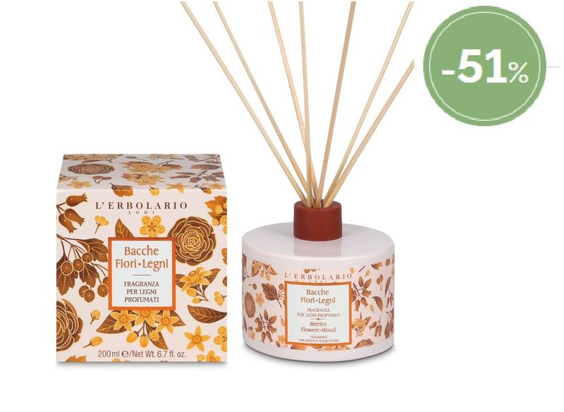 ERBOSCONTO - Bacche Fiori Legni Fragranza per Legni Profumati 200 ml