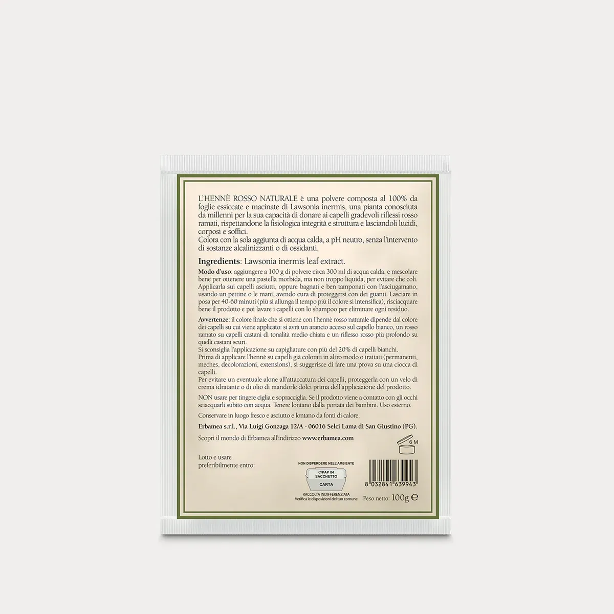 ERBAMEA - Hennè Naturale Rosso - 100 g.