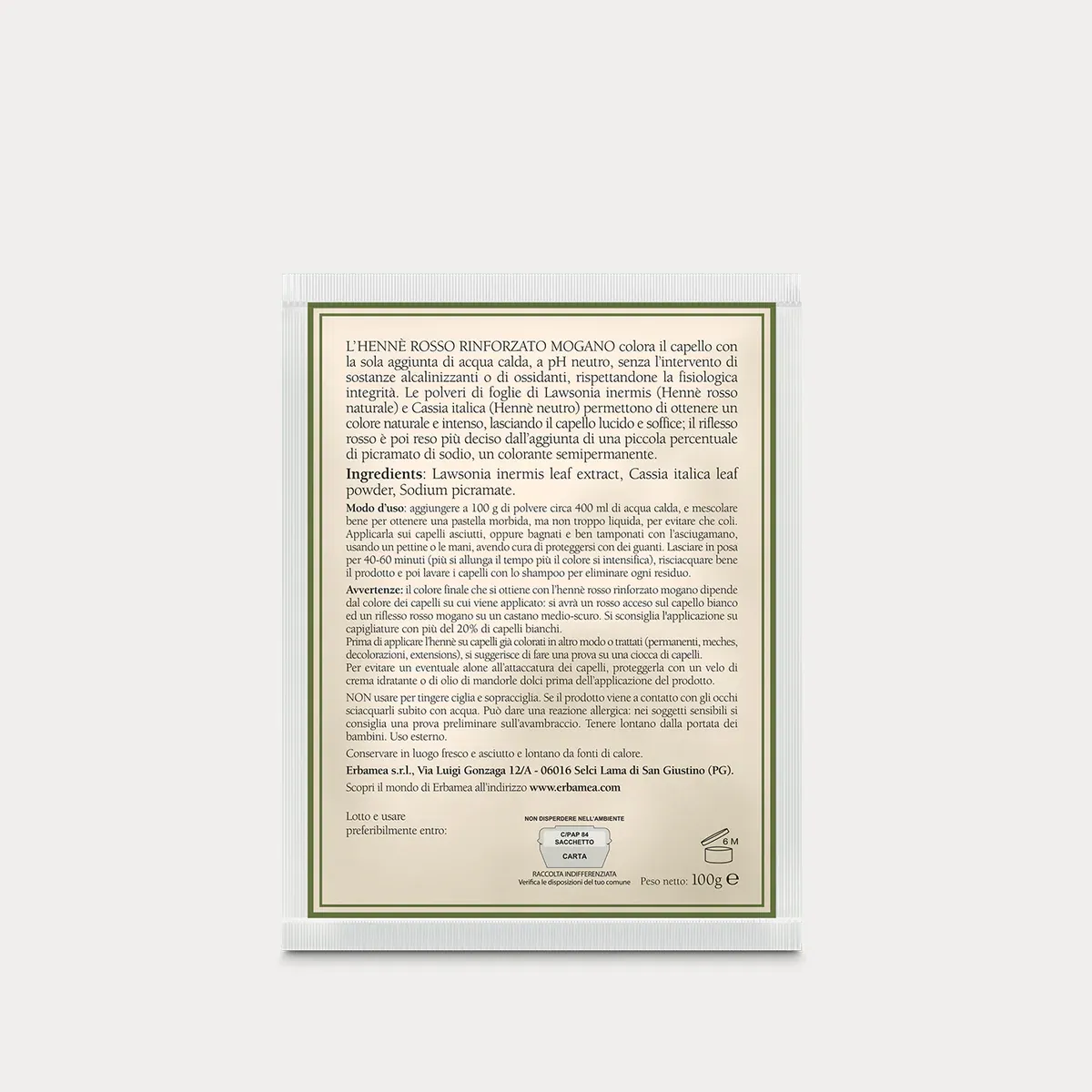 ERBAMEA - Hennè Rosso Rinforzato Mogano - 100 g.