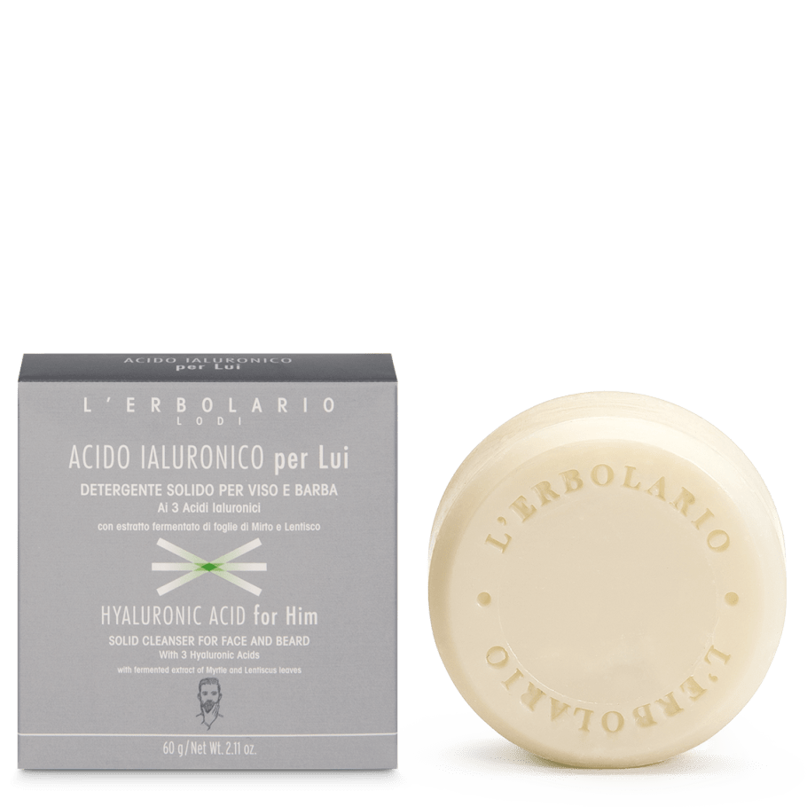 Acido Ialuronico per Lui Detergente Solido Viso e Barba 60 g.