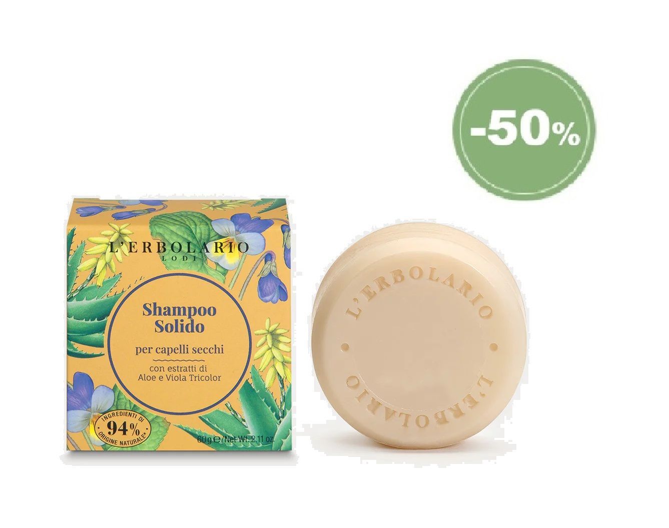 ERBOSCONTO - Shampoo Solido per capelli secchi 60 g