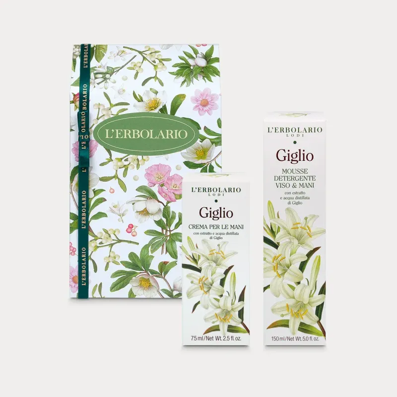 Giglio - Confezione regalo Mani - Gel Igienizzante Mani 50 ml.; Crema per le Mani e le Unghie 30 ml