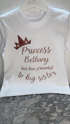 Personalised Princess Big Sister T-Shirt