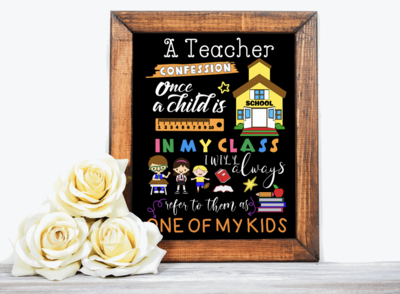Personalised blackboard poster- A teachers confession