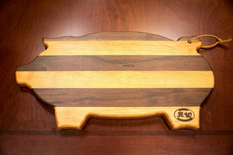 Large Pig Cutting Board - Face Grain(Walnut & Cherry)