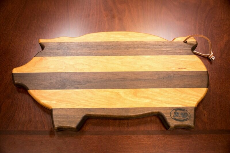 Large Pig Cutting Board - Face Grain (Cherry & Walnut)