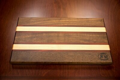 Large Maple, Padauk, Walnut Hardwood Cutting Board (Face Grain) Style 1