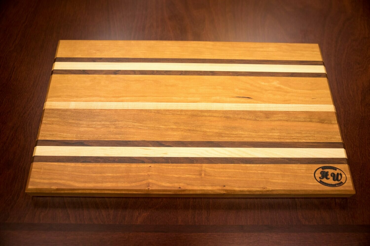 Large Cherry, Jatoba, & Maple Hardwood Cutting Board (Face Grain)