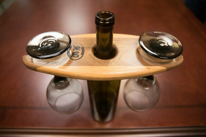 Wine Bottle Glass Holder - Cherry & Walnut