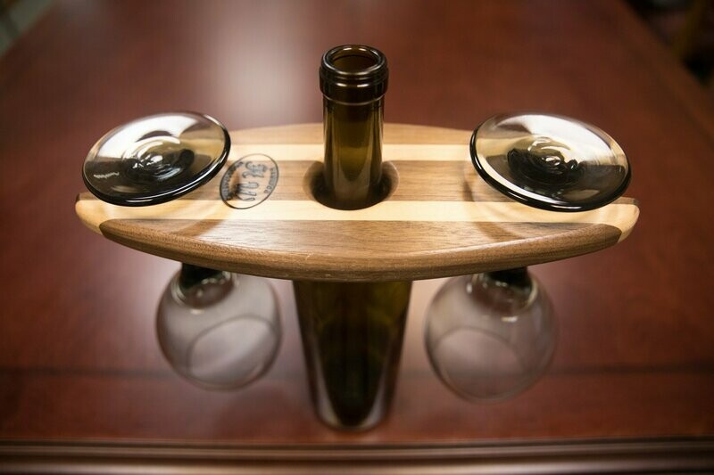 Wine Bottle Glass Holder - Maple & Walnut