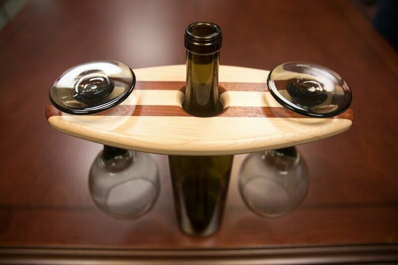 Wine Bottle Glass Holder - Maple & Padauk