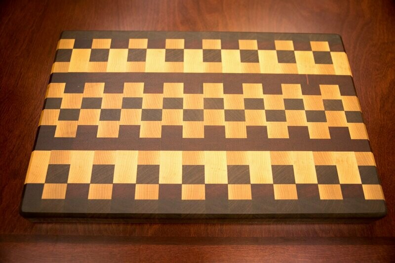 End Grain Cutting Board - Maple, Padauk, and Walnut