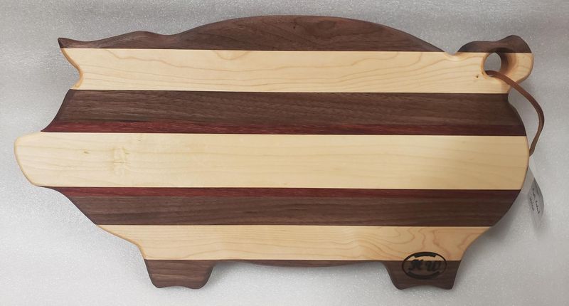 Large Pig Cutting Board - Face Grain (Maple, Padauk, & Walnut)